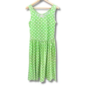80s, Zora Fit 'n' Flare, Green Polka Dot Sun Dress