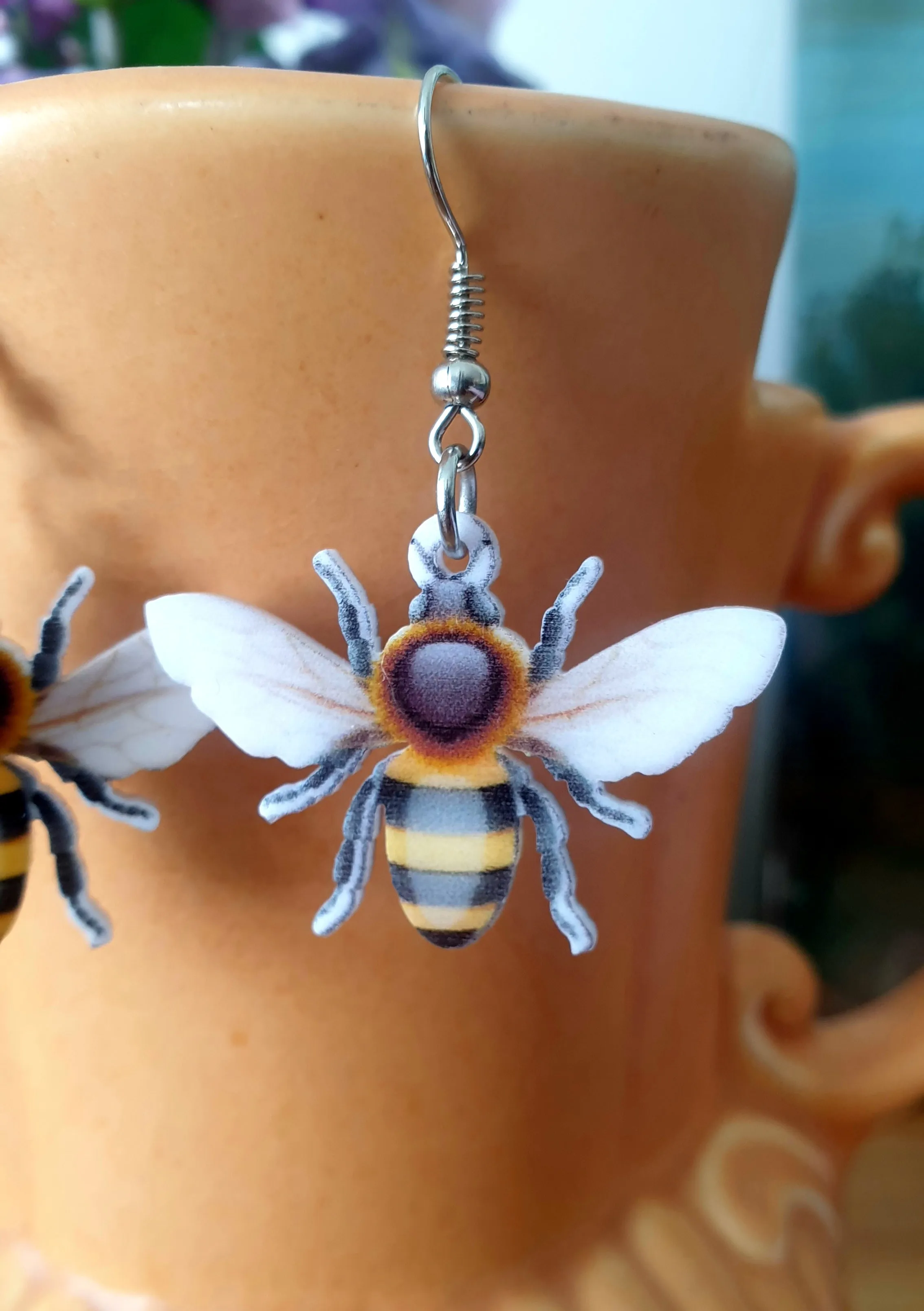 Bee Acrylic Hook Earrings