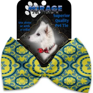 Blue And Yellow Moroccan Patterned Pet Bow Tie Blue And Yellow Moroccan Patterned Pet Bow Tie