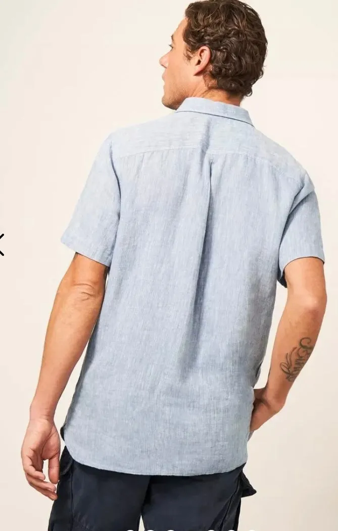 BLUE PEMBROKE SHORT SLEEVE LINEN SHIRT