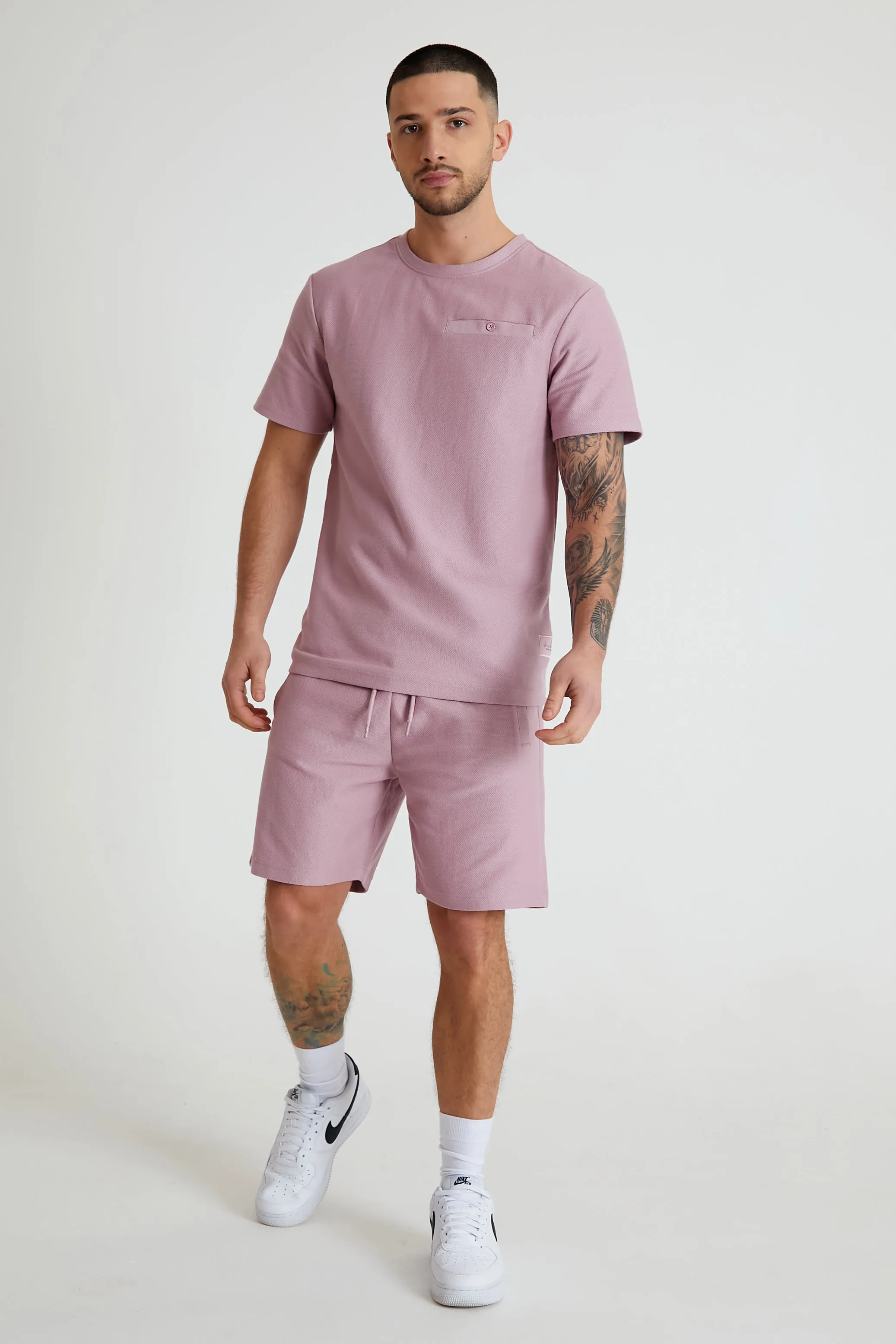 Hains textured drawstring shorts Mauve haze