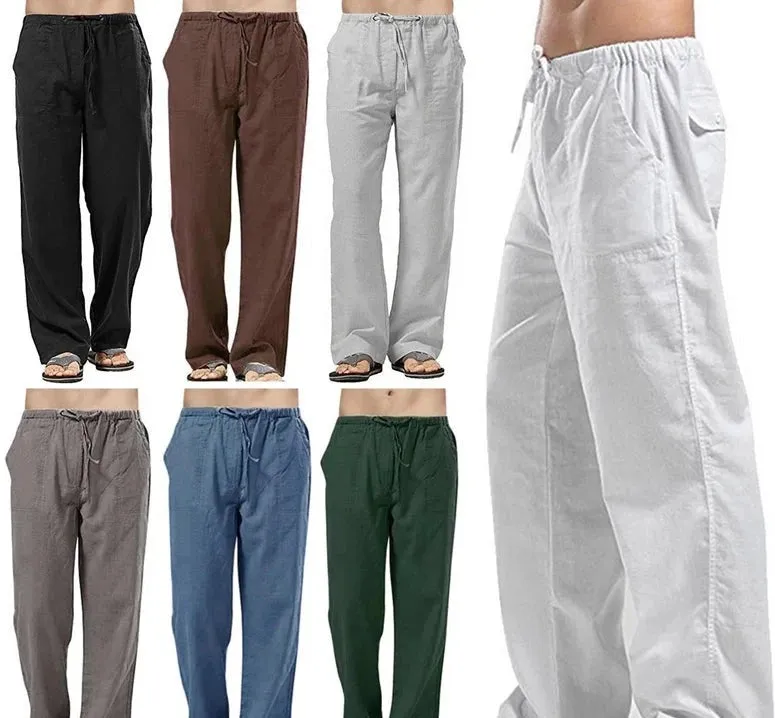 Men's Wide-Leg Linen Trousers