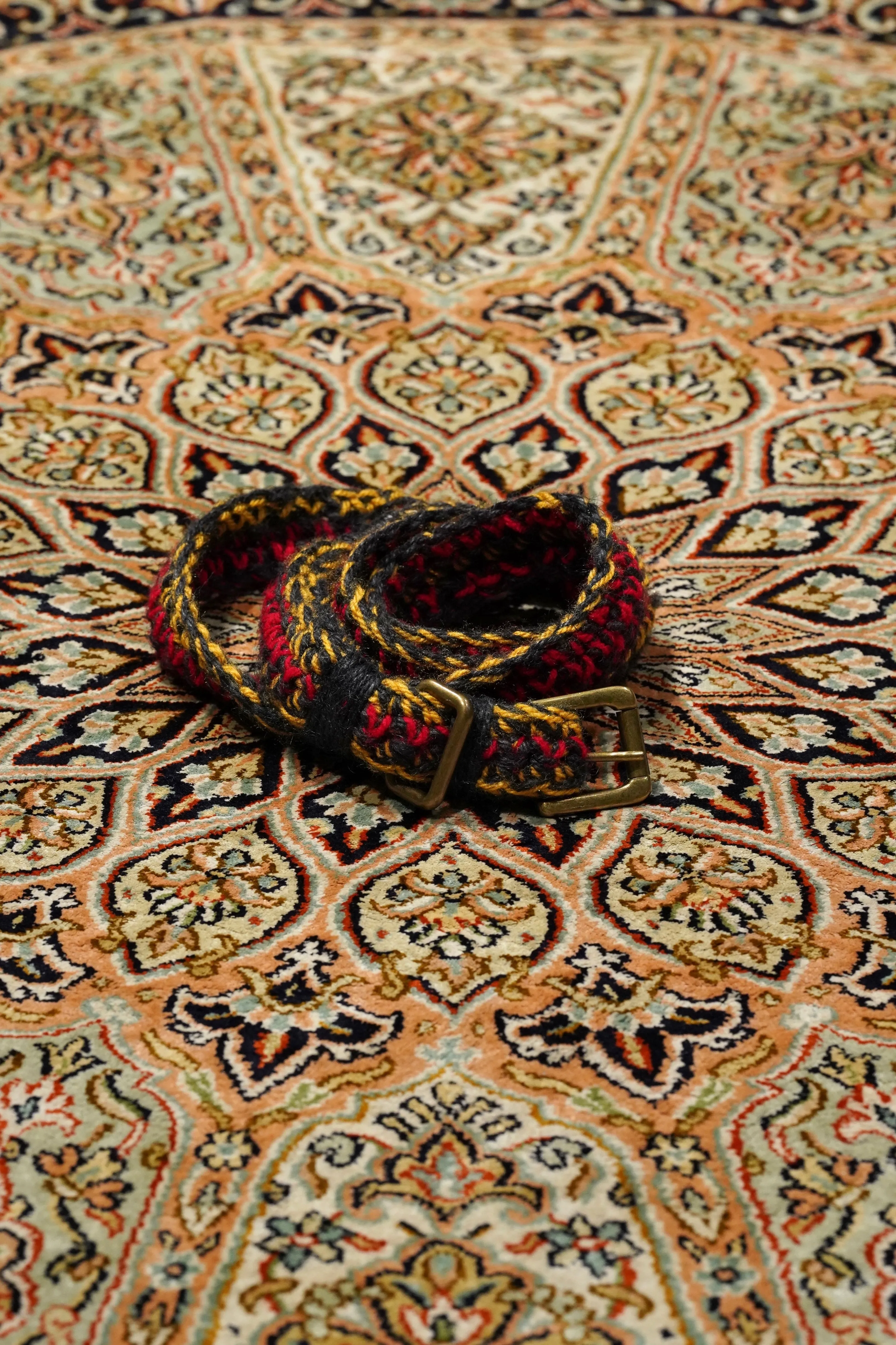 NICHOLAS DALEY HAND CROCHET BELT (RED/TUMERIC/BLACK)