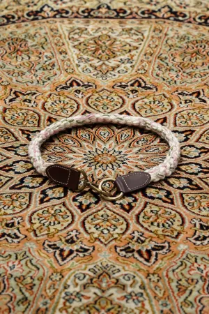 NICHOLAS DALEY HAND CROCHET LANYARD (CREAM/PINK/GREEN)