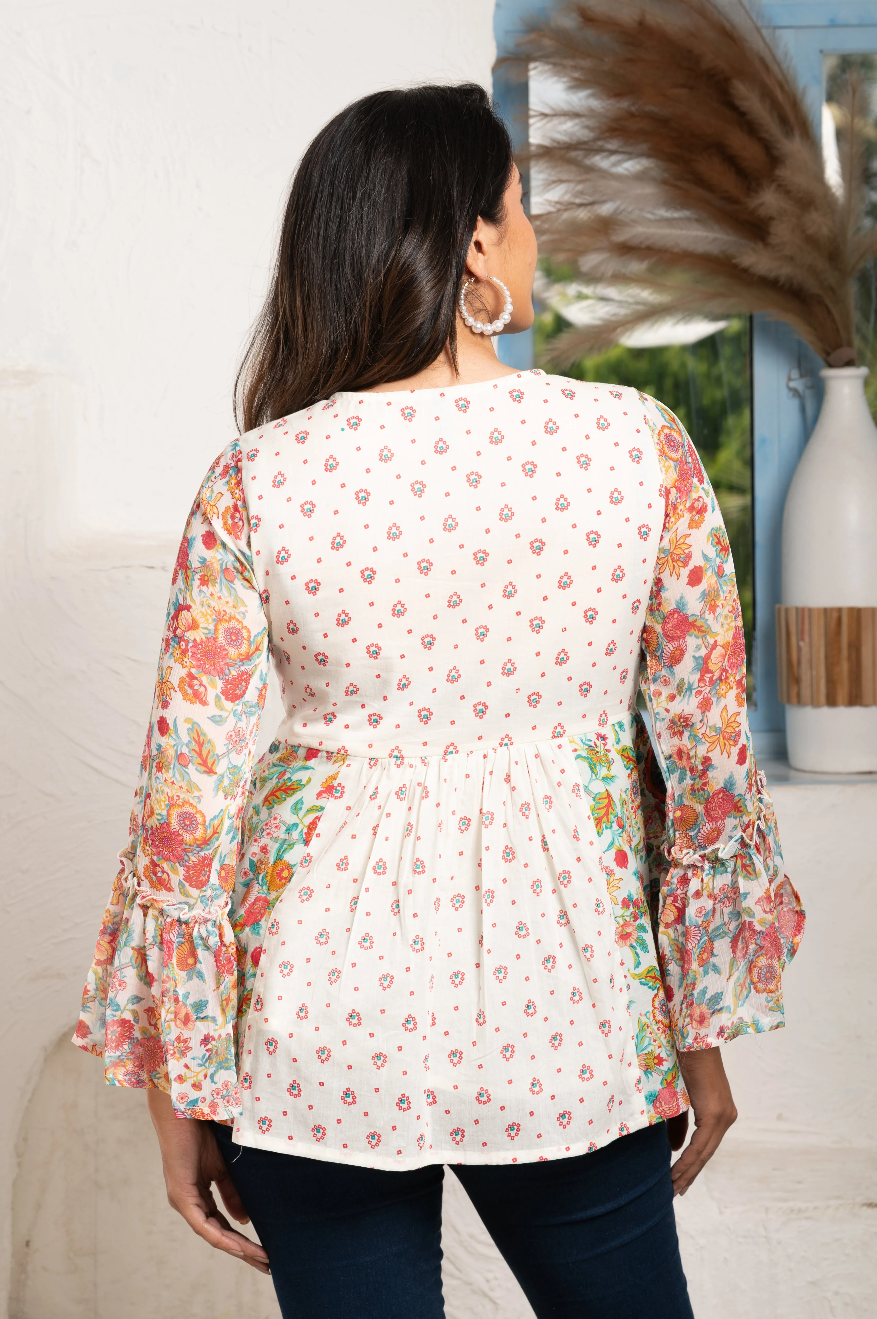 PRINTED IVORY COTTON  TUNIC