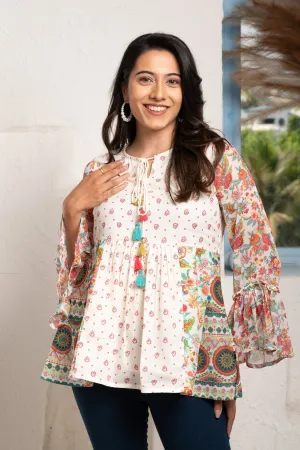 PRINTED IVORY COTTON  TUNIC