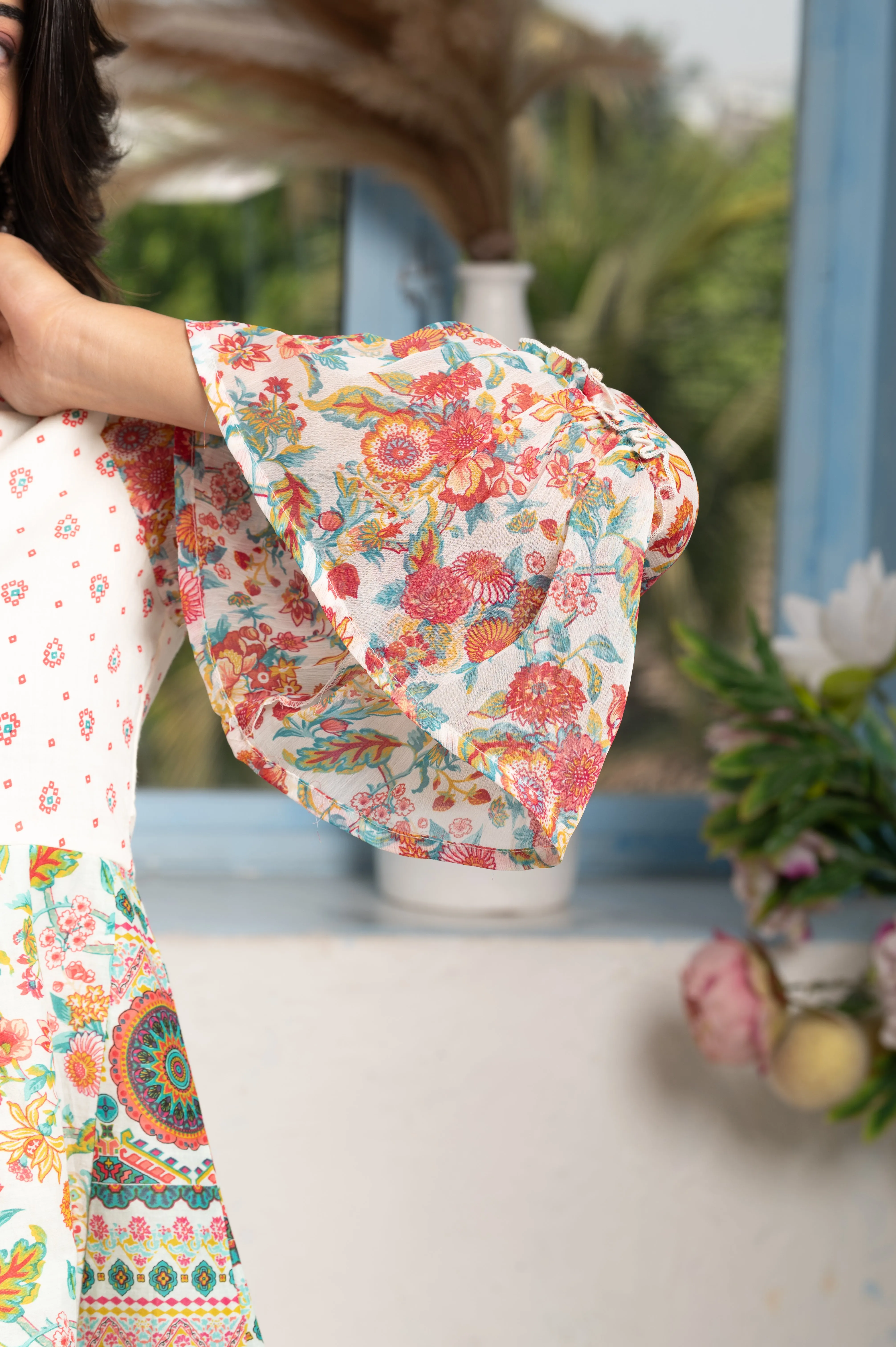 PRINTED IVORY COTTON  TUNIC