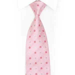 Silver Pink Red Geometric Rhinestone Necktie With Silver Sparkles