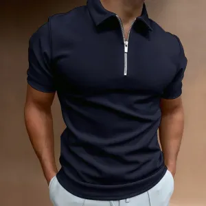Summer Men's Solid Color Polo Shirt Short Sleeve Turn-Down Collar Zipper Tshirts &for Men Casual Streetwear New Male Tops Summer Men's Solid Color Polo Shirt Short Sleeve Turn-Down Collar Zipper Tshirts &for Men Casual Streetwear New Male Tops