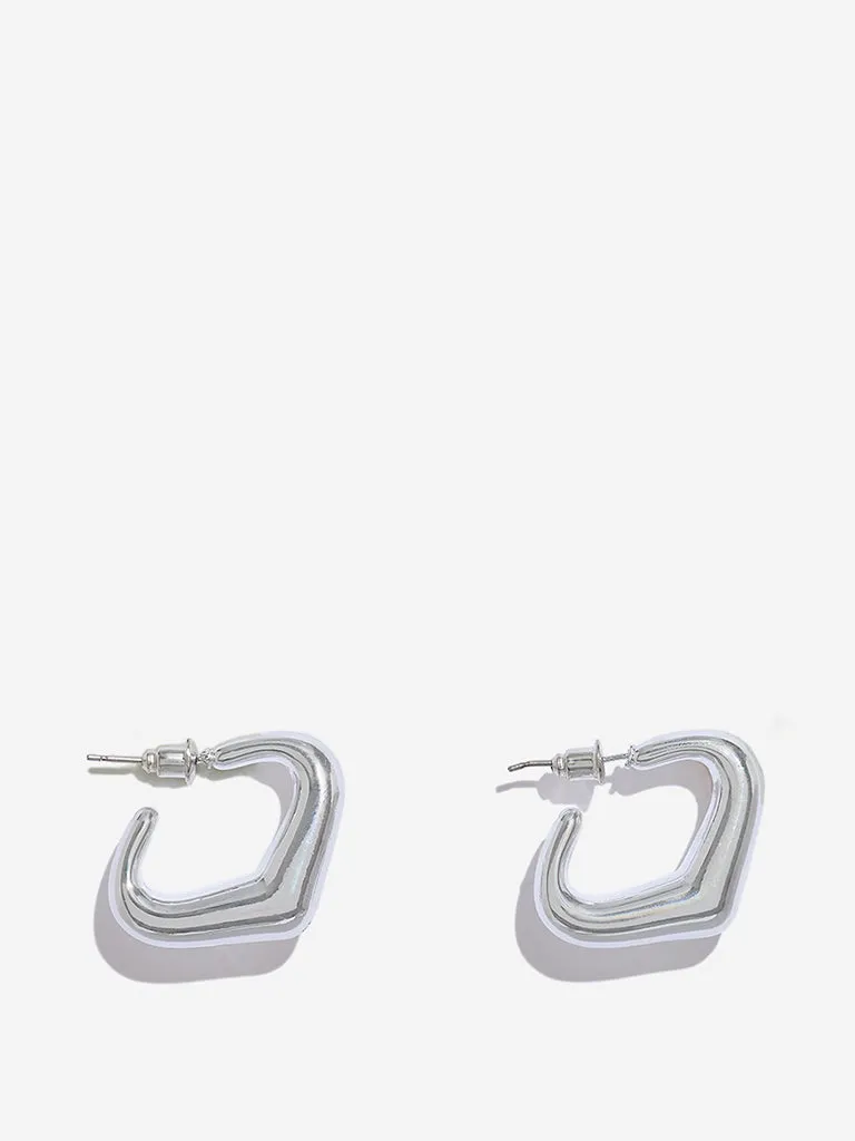 Westside Accessories Silver Puffy Hoops Earrings